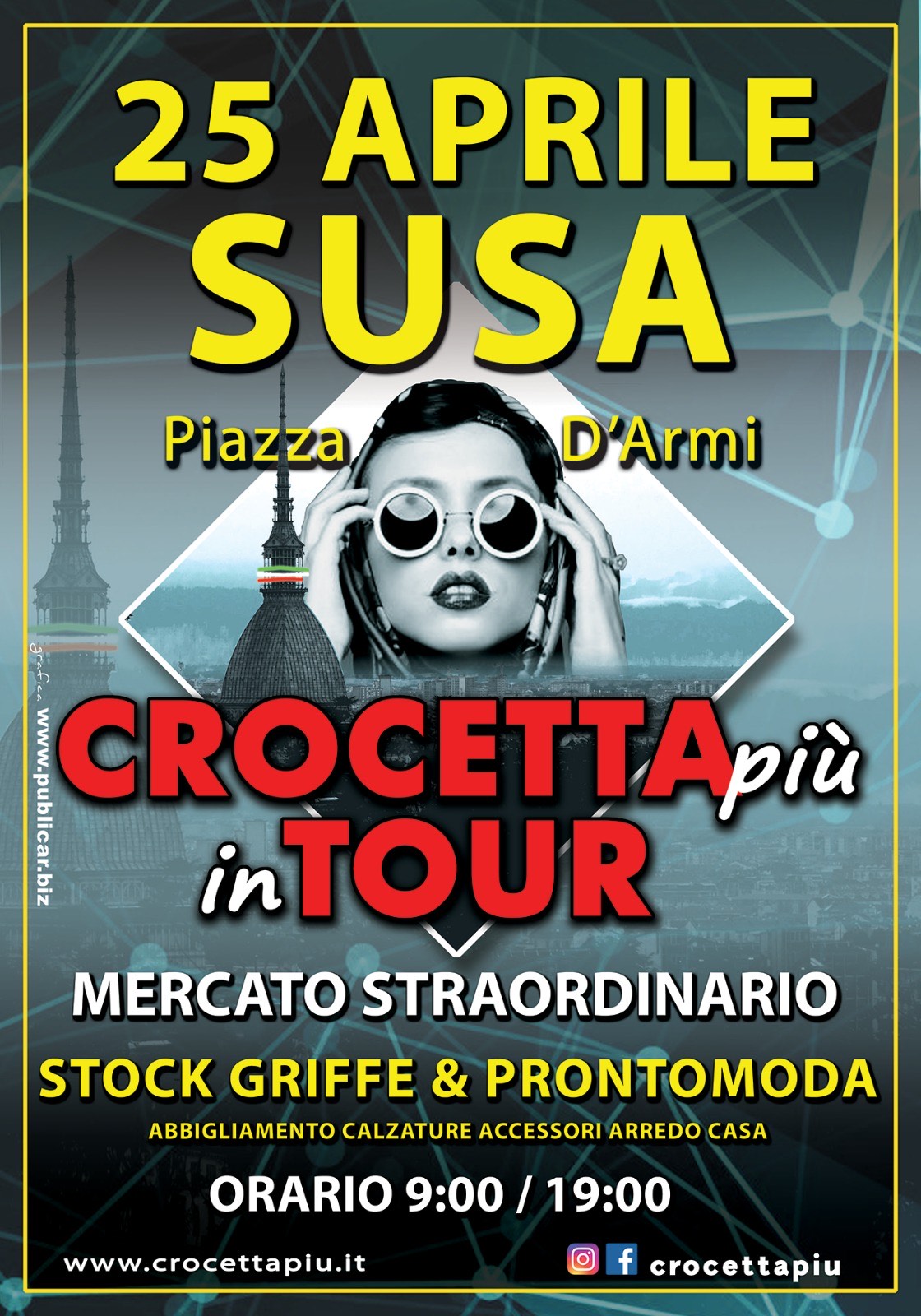 Mercatino Crocetta più in Tour-25 Aprile 2025-Piazza d'Armi dalle ore 9.00 alle ore 19.00-Stock Griffe e Pronto Moda-Abbigliamento Calzature e Arredo Casa