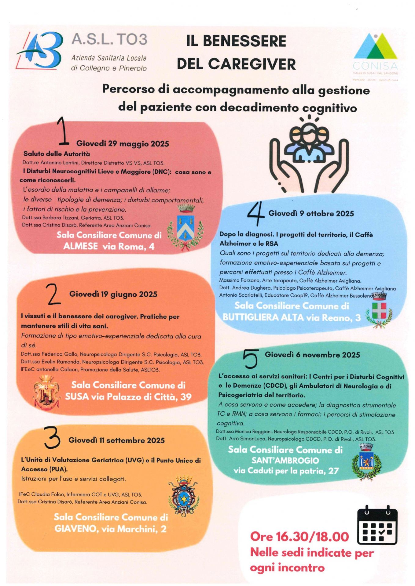 locandina appuntamenti incontri Benessere del Caregiver