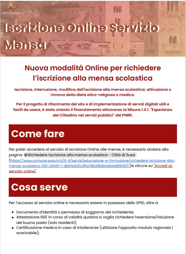 Locandina iscrizione mensa