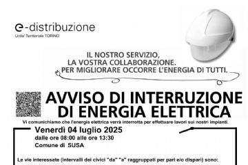 avviso di interruzione dell'energia elettrica 4 luglio 2025