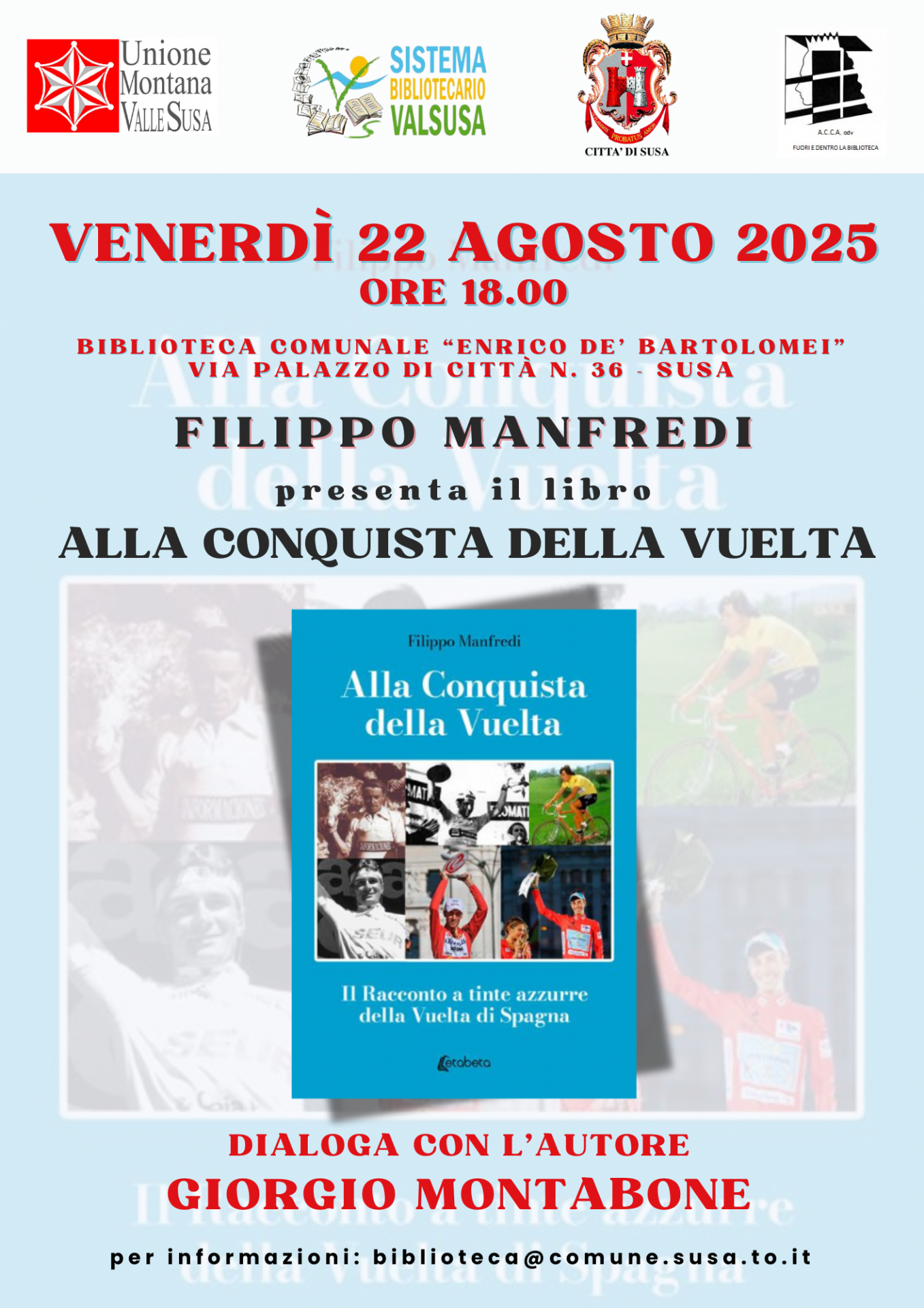 locandina presentazione libro Alla conquista della Vuelta
